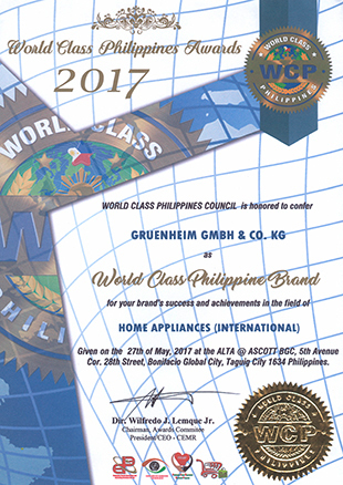 GRUENHEIM – WORLD CLASS PHILIPPINE BRAND GRUENHEIM – WORLD CLASS PHILIPPINE BRAND